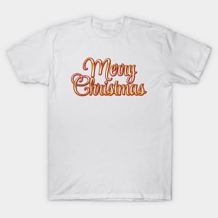 Merry Christmas lettering in red and gold color. T-Shirt